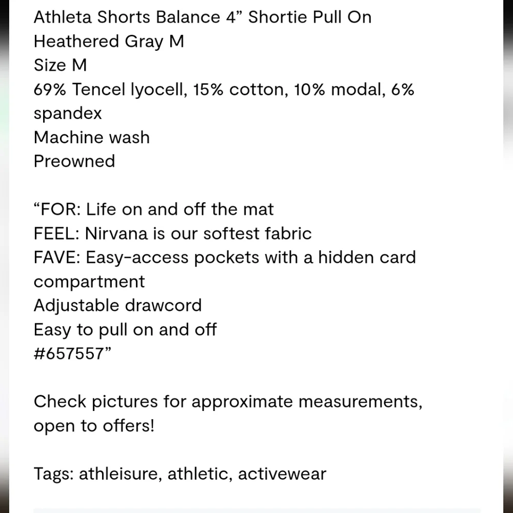 Athleta Balance 4” Shortie in Heathered Gray, sz 1X